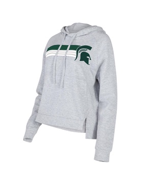 Women's Gray Michigan State Spartans Cedar Tri-Blend Raglan Pullover Hoodie