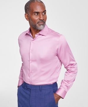 Men's Spread-Collar Sateen Dress Shirt, Created for Macy's