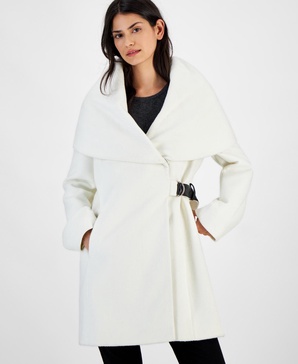 Women's Belted Hooded Shawl Wrap Coat