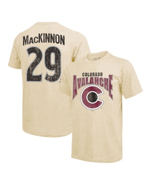 Threads Men's Nathan MacKinnon Cream Colorado Avalanche Dynasty Name Number Tri-Blend T-Shirt