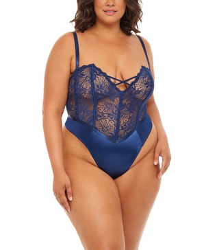 Plus Size Andie Lace Teddy with Front Crossing Elastic Detail