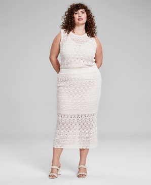 Trendy Plus Size Crochet Midi Skirt, Created for Macy's