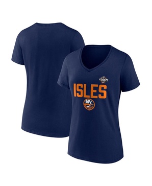 Women's Navy New York Islanders 2024 NHL Stadium Series Logo V-Neck T-shirt