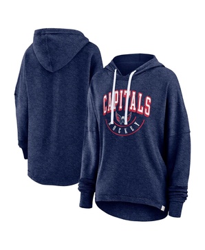 Women's Heather Navy Distressed Washington Capitals Lux Lounge Helmet Arch Pullover Hoodie