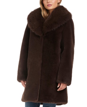 Women's Faux Fur Shawl Collar Coat