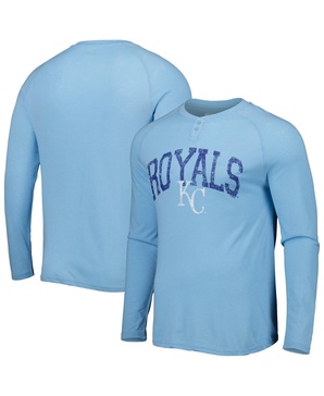 Men's Light Blue Kansas City Royals Inertia Raglan Long Sleeve Henley T-shirt