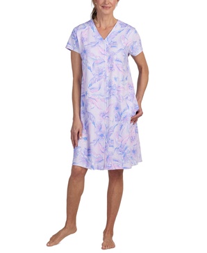 Women's Short-Sleeve Floral Snap Robe