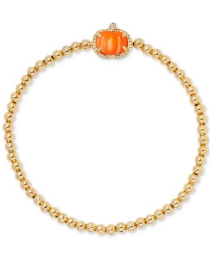 Gold-Tone Pumpkin Beaded Stretch Bracelet 