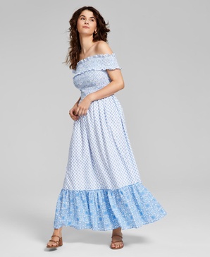 Women's Cotton Off-The-Shoulder Maxi Dress, Created for Macy's