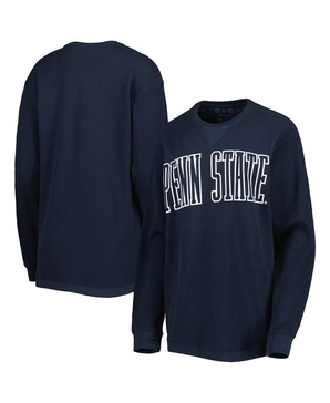 Women's Navy Penn State Nittany Lions Surf Plus Size Southlawn Waffle-Knit Thermal Tri-Blend Long Sleeve T-shirt