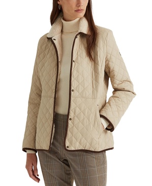 Women's Faux-Sherpa-Collar Quilted Coat