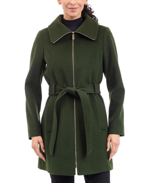 Petite Belted Zip-Front Coat, Created for Macy's