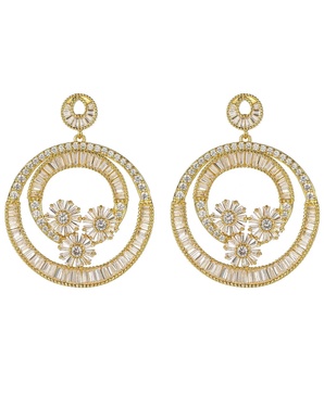 Gold-Tone Flower Hoop Earrings