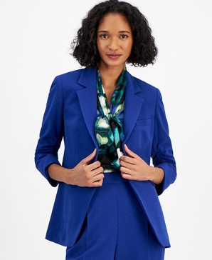 Women's Textured Crepe One-Button Blazer, Created for Macy's