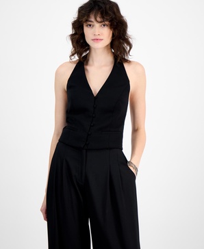 Women's Halter Button-Front Vest Top, Exclusively at Macy's