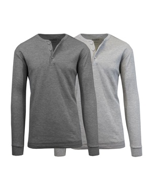 Men's Long Sleeve Thermal Henley Tee, Pack of 2