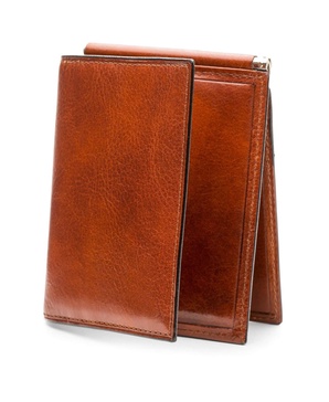 Men's Leather Money Clip with pocket