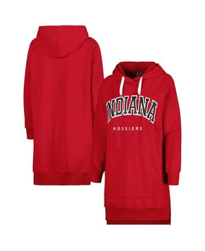 Women's Crimson Indiana Hoosiers Take a Knee Raglan Hooded Sweatshirt Dress