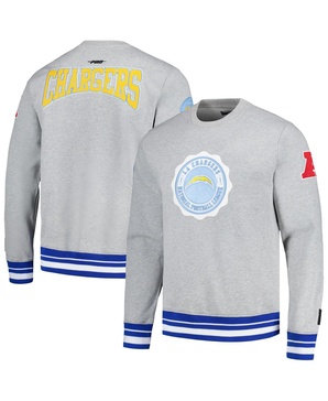 Men's Heather Gray Los Angeles Chargers Crest Emblem Pullover Sweatshirt