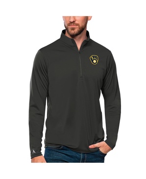 Men's Charcoal Milwaukee Brewers Tribute Quarter-Zip Pullover Top