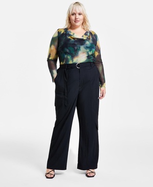 Trendy Plus Size Belted Cargo Pants, Created for Macy's