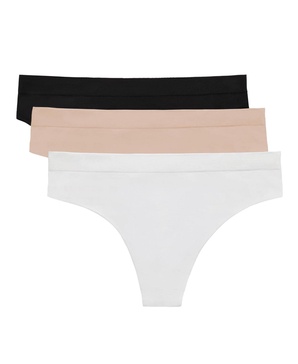 Women's Cabana Cotton Seamless Thong Underwear 3-Pack G2283P3