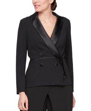 Petite Long-Sleeve Tuxedo Blouse