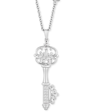 Diamond Tiana Key Pendant Necklace (1/20 ct. t.w.) in Sterling Silver, 16" + 2" extender