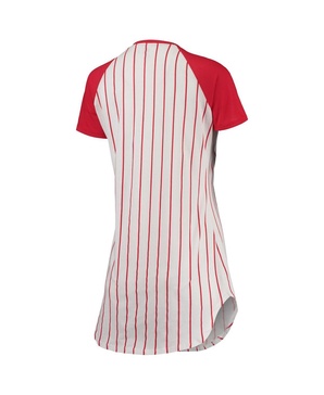 Women's White, Red St. Louis Cardinals Vigor Pinstripe Raglan V-Neck Nightshirt