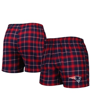 Men's Navy and Red New England Patriots Ledger Flannel Boxers