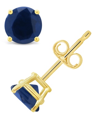 Sapphire (1-1/5 ct. t.w.) Stud Earrings in 14K White Gold. Also Available in 14K Yellow Gold