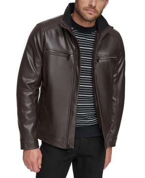 Men's Faux Leather Moto Jacket, Created for Macy's