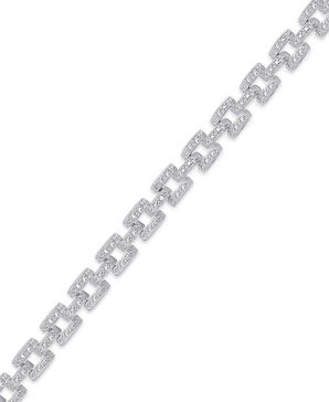 Diamond Accent Panther Link Bracelet in Silver Plate or Gold Plate