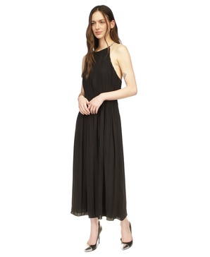 Women's Chain-Strap Satin Pleated Maxi Dress