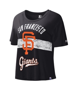 Women's Black Distressed San Francisco Giants Record Setter Crop Top