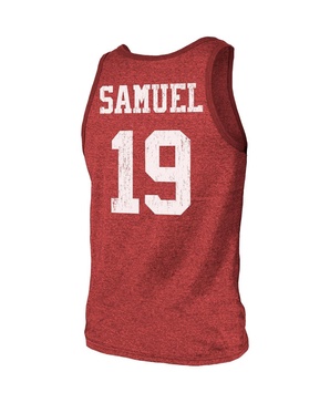 Men's Threads Deebo Samuel Scarlet San Francisco 49ers Player Name and Number Tri-Blend Tank Top