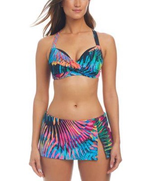 Women's Printed Underwired Bikini Top & Skirted Hipster Bottoms