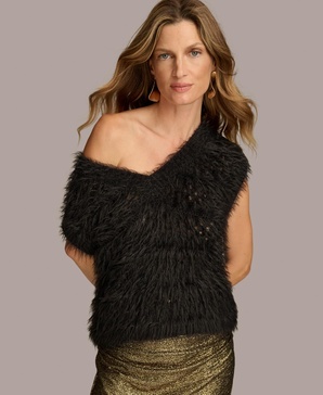 Women's Sleeveless Eyelash Sweater