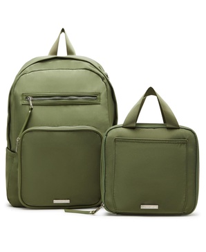 Matty Nylon Square Backpack with Lunchbox