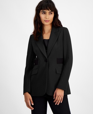 Women's Contrast Tab One-Button Blazer, Created for Macy's 