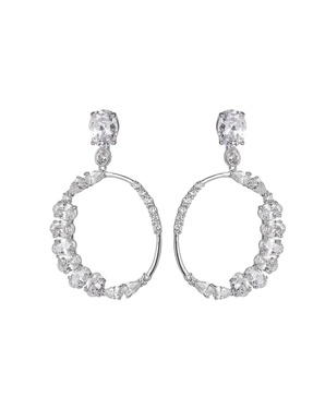 Silver-Tone Cluster Round Hoop Earrings