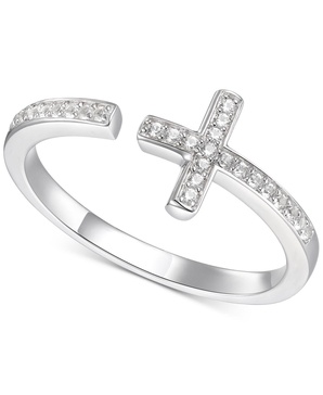 Diamond East-West Cross Ring (1/8 ct. t.w.) in Sterling Silver