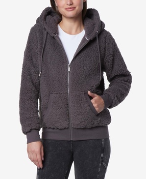 Women's Faux Fur Zip Up Hoodie Jacket