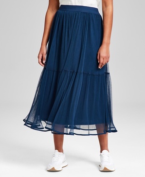 Women's Pull-On Tiered Tulle Midi Skirt, Exclusively at Macy's 