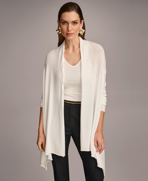 Donna Karan Women's Long-Sleeve Drape-Front Cardigan