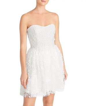 strapless tulle mini dress in ivory