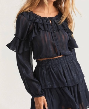 ruffle popover top in midnight