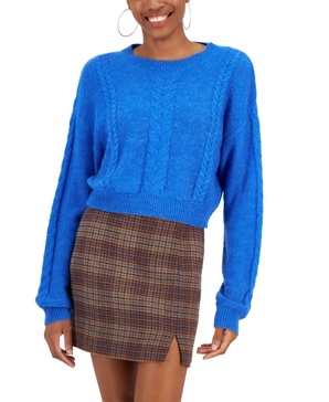 manon cable knit sweater in electric blue