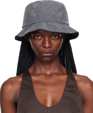 Navy Crystal-Cut Bucket Hat