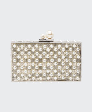 Clara Crystal Pearly Box Clutch Bag